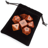 Set of 7 Handmade Stone Polyhedral Dice, Red Jasper