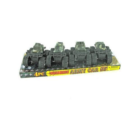 4 piece pull back army car ( Case of 18 )