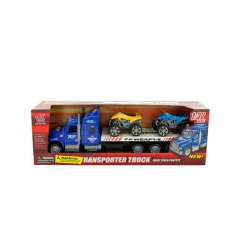 Friction Powered Toy Trailer Truck with ATVs ( Case of 2 )