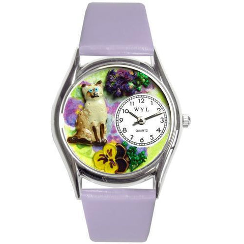 Siamese Cat Watch Small Silver Style