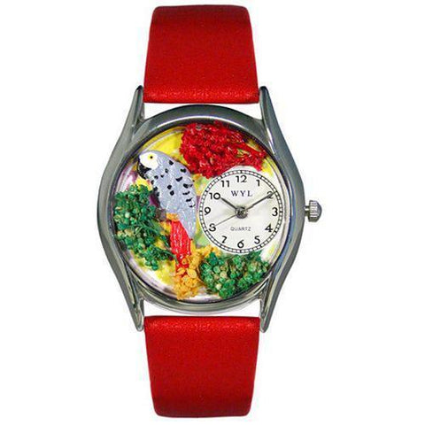 African Grey Parrot Watch Small Silver Style