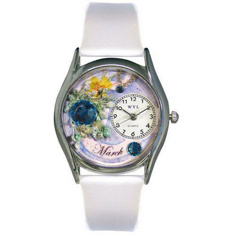 Birthstone Jewelry: March Birthstone Watch Small Silver Style