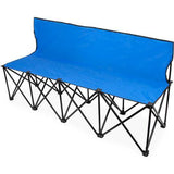 6-Foot Portable Folding 4 Seat Bench with Back, Blue