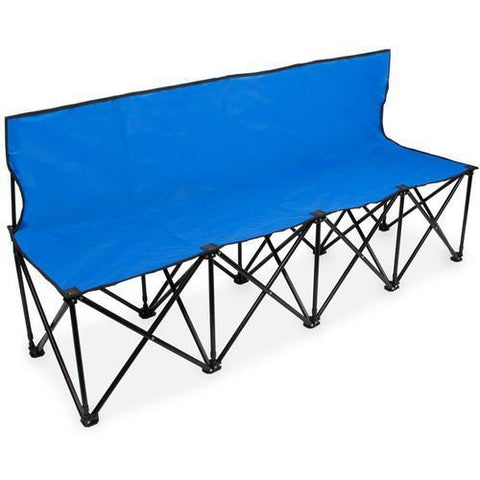 6-Foot Portable Folding 4 Seat Bench with Back, Blue