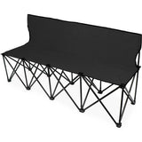 6-Foot Portable Folding 4 Seat Bench with Back, Black