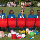 8-Foot Portable Folding 6 Seat Bench with Back, Red