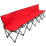 8-Foot Portable Folding 6 Seat Bench with Back, Red