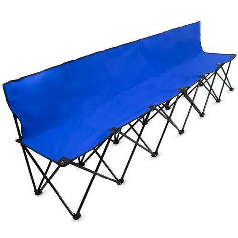 8-Foot Portable Folding 6 Seat Bench with Back, Blue