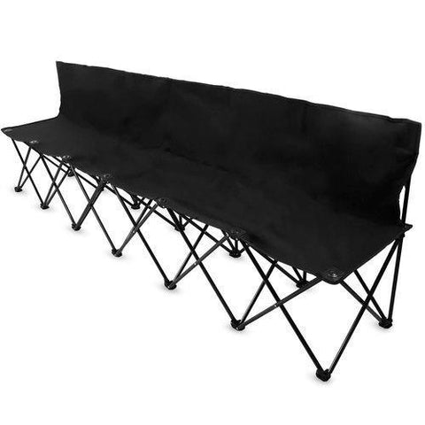 8-Foot Portable Folding 6 Seat Bench with Back, Black