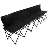 8-Foot Portable Folding 6 Seat Bench with Back, Black