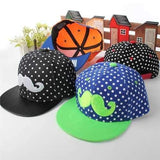 Kids Canvas Beard Hip-Hop Baseball Cap Boys Girls Snapback Peak Hat