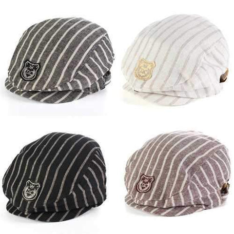 Baby Infant Boy Stripe Autumn Beret Cap Casual Peaked Baseball Hat