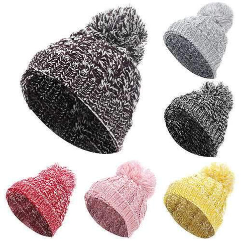 Kids Knitting Pom Beanie Hat