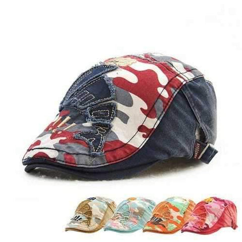 Kids Children Cotton Camouflage Berets Hats Military Flat Cap Patch Newboy Hats Adjustable Gorra