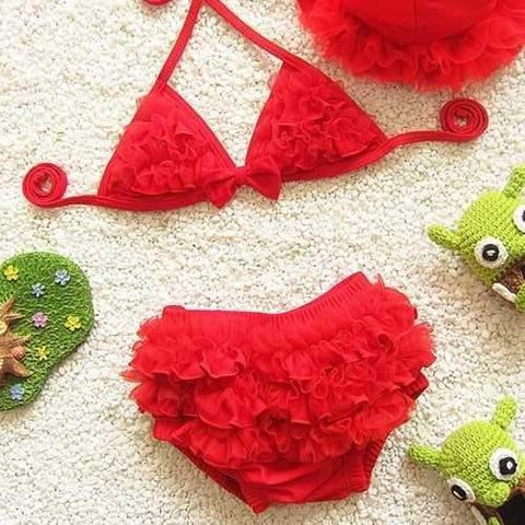 3Pcs Girls Halter Lovely Bikini For 1Y-10Y