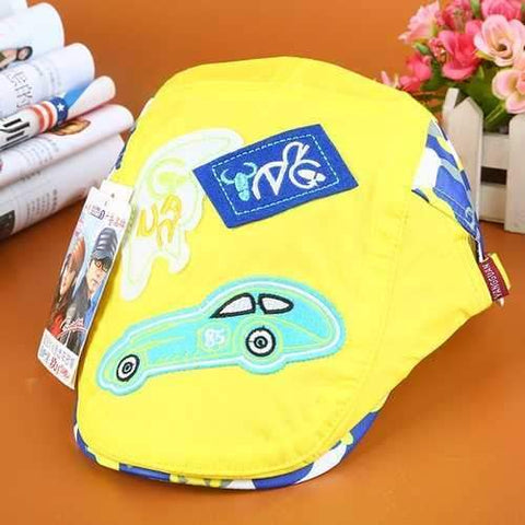 Baby Kids Carton Car Pattern Breathable Quick-drying Beret Hat Outdoor Golf Visor Sun Hat