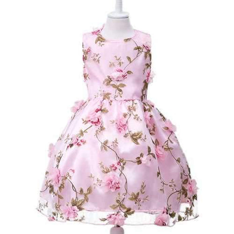 Girls Flower Sleeveless Princess Dress