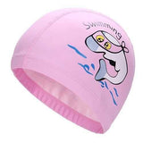 Girls Boy Printed Dolphin Swimming Hat Cartoon Waterproof PU Swimming Cap