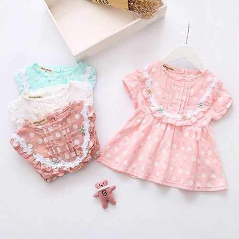 Polka Dot Short Sleeve Princess Dress