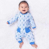 TUBENG Baby Rabbits Print Pockets Button Crawling Rompers