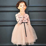 Patchwork Dot Girls Tulle Dresses For 3Y-11Y