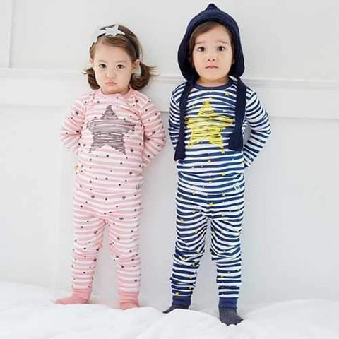 Star Printed Boys Girls Pajamas Clothing Set