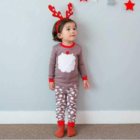 Santa Print Boys Girls Pajama Set