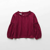 Girls Solid Blouse Long Sleeves