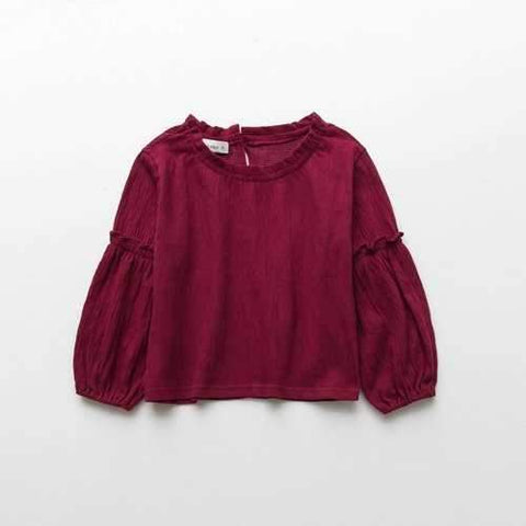 Girls Solid Blouse Long Sleeves