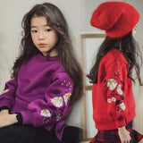 Girls Flower Embroidery Sweatshirts