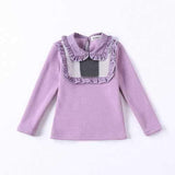 Ruffles Patchwork Girls Tops Shirt