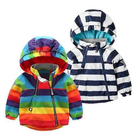 Striped Boys Girls Winter Jacket