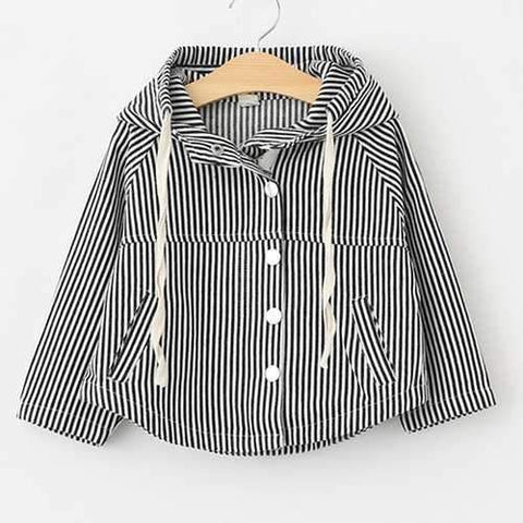 Striped Girls Spring Autumn Hooded Coat