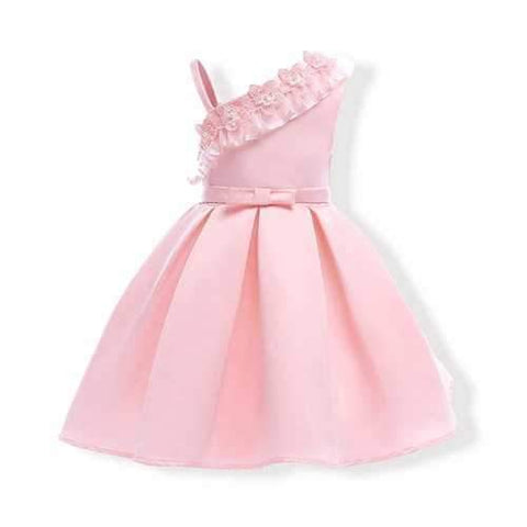 Pink Girls Floral Princess Party Dresses