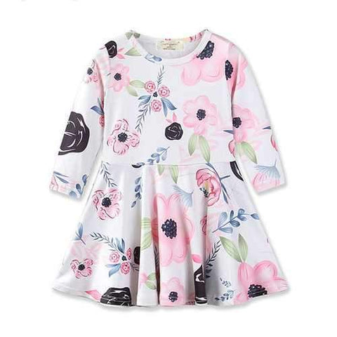 Girls Floral Long Sleeve Dresses