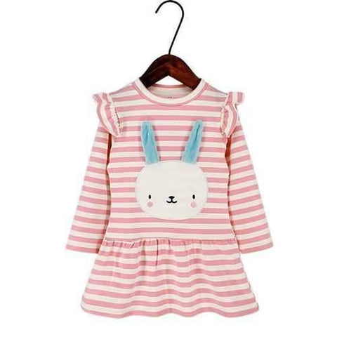 Cute Rabbit Pattern Girls Cotton Dress