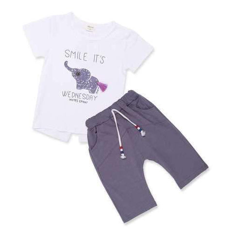 Letter Printed Girls Boys Short Sets