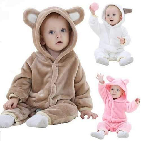 Animal Bear Shaped Fleece Baby Romper