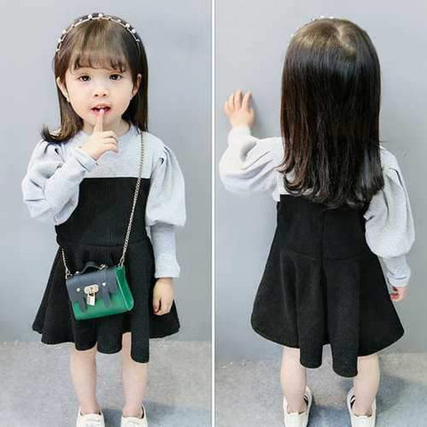 Puff Sleeve Girls Elegant Dresses 1-7Y