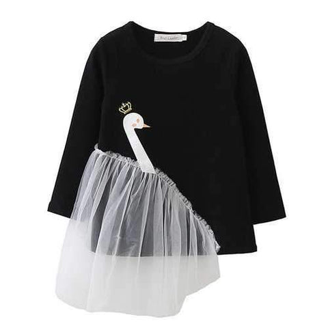 Swan Long Sleeve Kids Girls T shirt