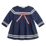 Navy Striped Girls Dresses