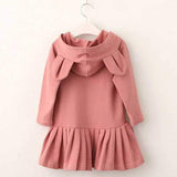 Bunny Pattern Hooded Girls Dresses