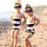 Stripe Girls Swimwear with Headband