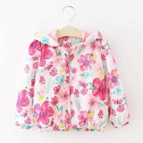 Floral Printed Girl Hooded Coat