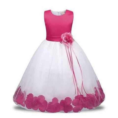 Flower Petal Girl Party Dress for 0-10 Years