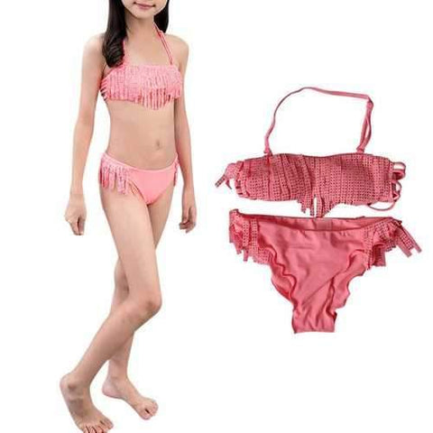 Tassel Strap Girls Bikini Set