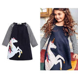 Horse Striped Girl Long Sleeve Dress