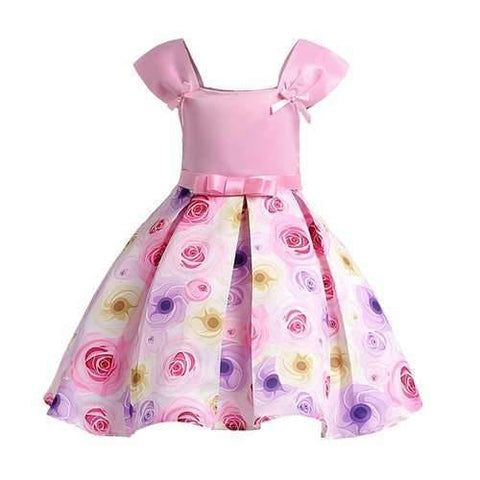 Pink Flower Girls Princess Dress