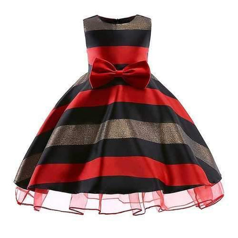 Striped Girls Princess Dress For 3Y-14Y