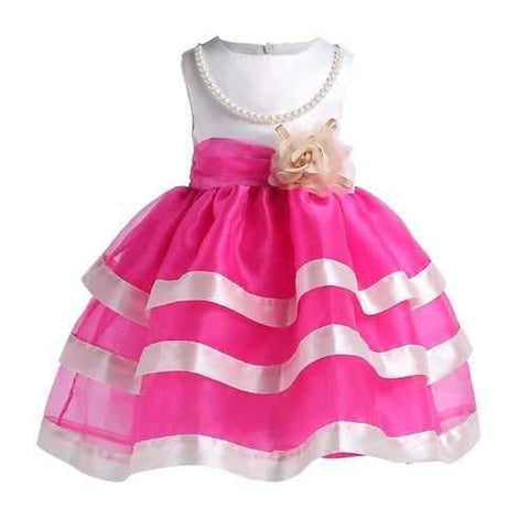 Striped Girls Sleeveless Ball Gown